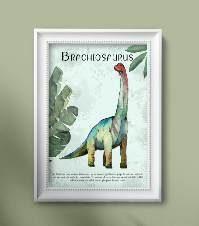 Aquarelle Dinausaure A4
