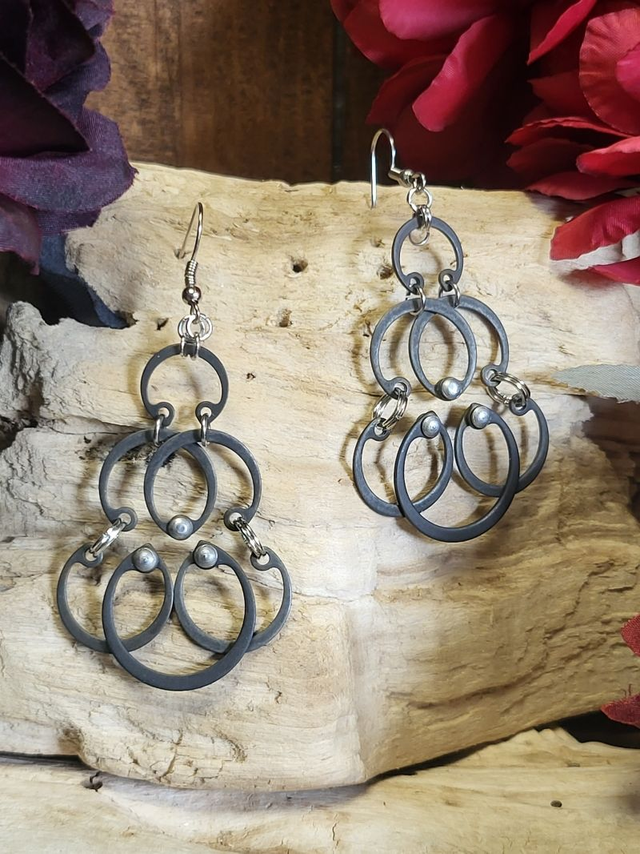 Boucles d'Oreilles Néo Circlips "Rosace d'Acier"