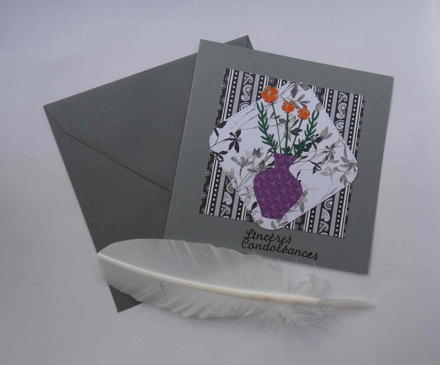 carte artisanale d'un bouquet de condoléances