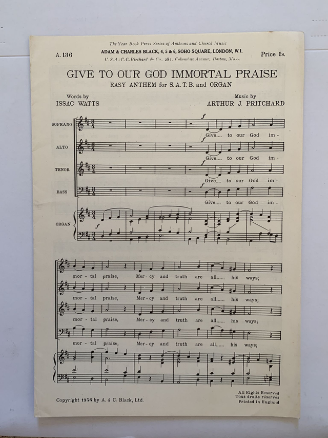 Give to Our God Immortal Praise SATB and Organ Music