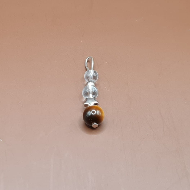 Pendentif Cristal de roche - oeil de tigre