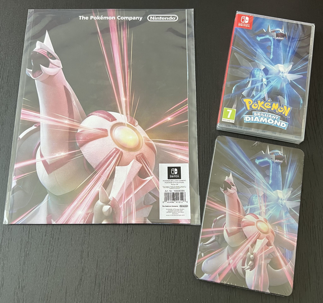 Nintendo Switch Pokemon Brilliant Diamond &amp; Steelbook &amp; Poster * NEW &amp; SEALED *