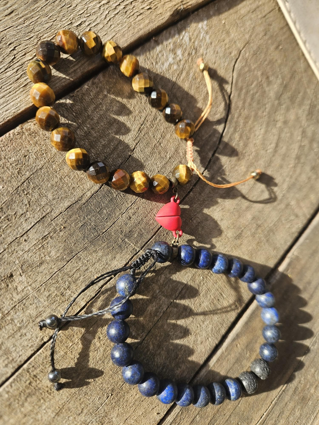 Bracelet duo homme/ femme lapis/œil du tigre 