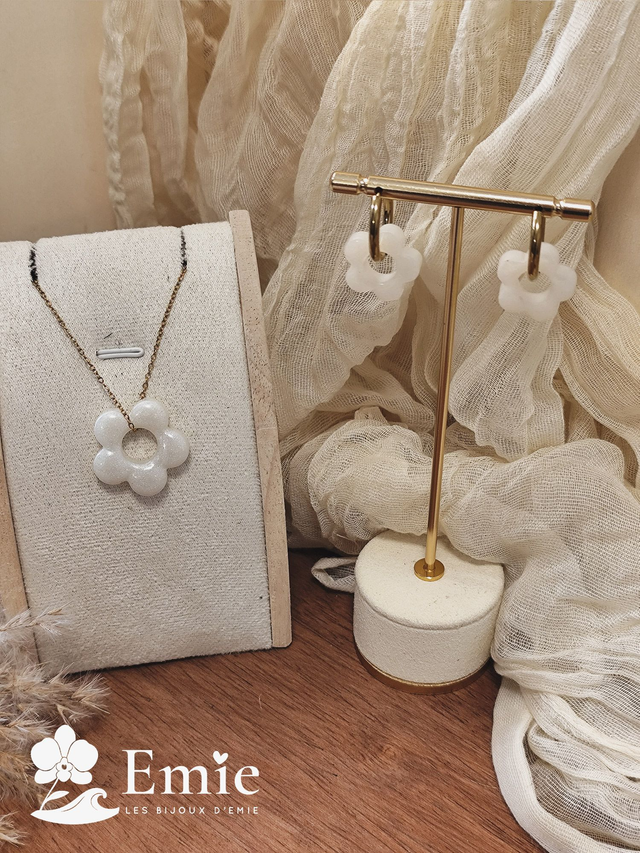 Parure duo - Blanche ✨ Blanc - Résine Epoxy