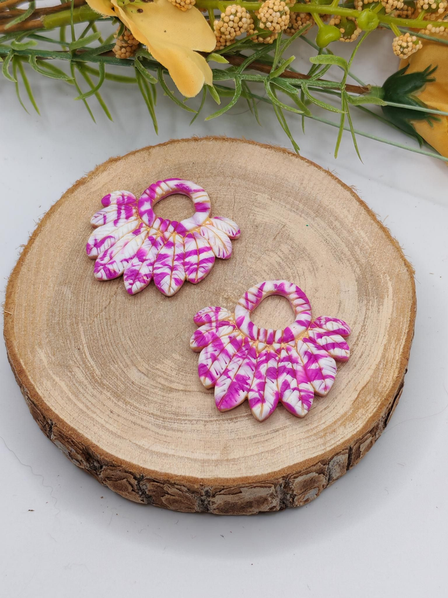 Totem plume Blanc/Violet fluo