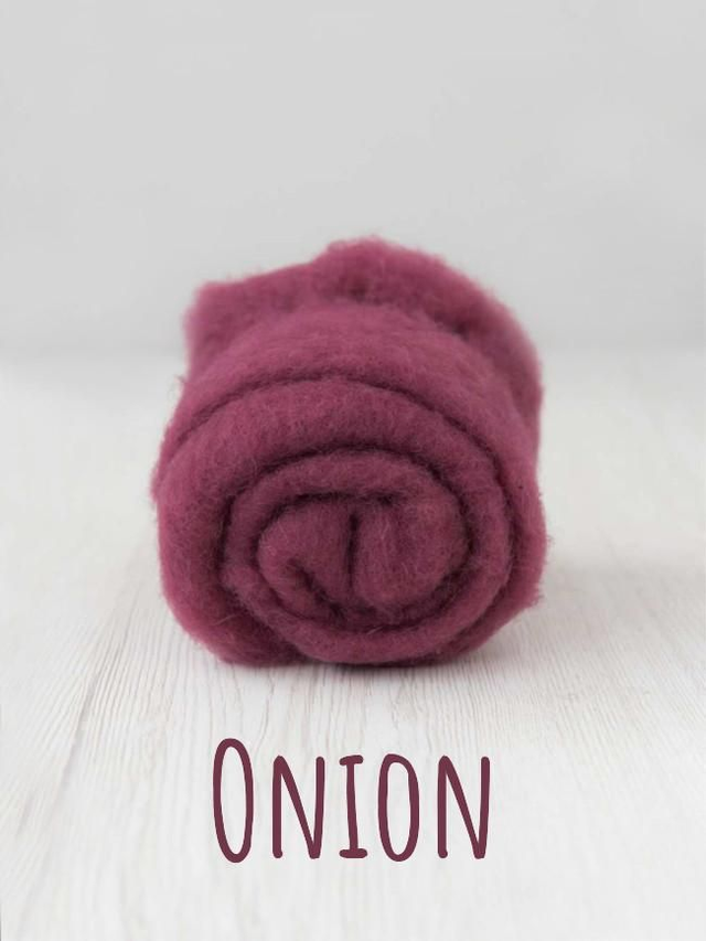 Carded wool for Needle Felting Maori DHG Carded Batt - Onion