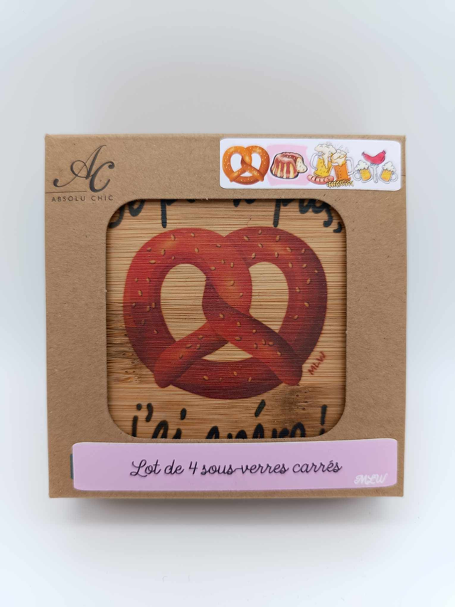 Lot de 4 sous-verres en bois sublimé