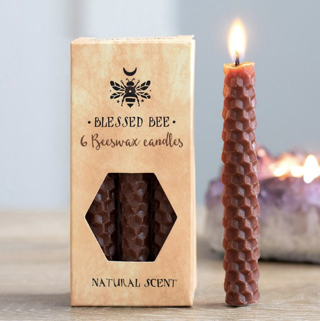 Blessed Bee Beeswax Candle Set – 6 Brown Candles