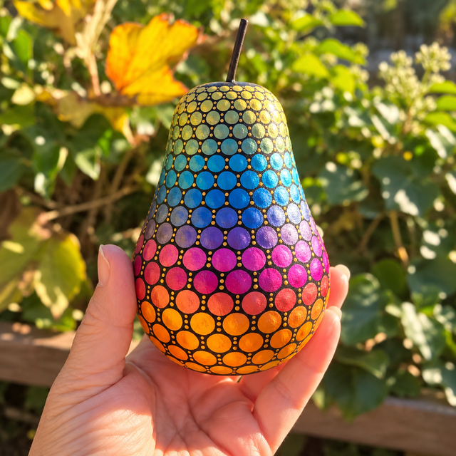 Poire décorative multicolore en bois