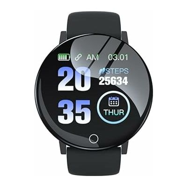 Montre mixte connectée étanche  bracelet silicone noir