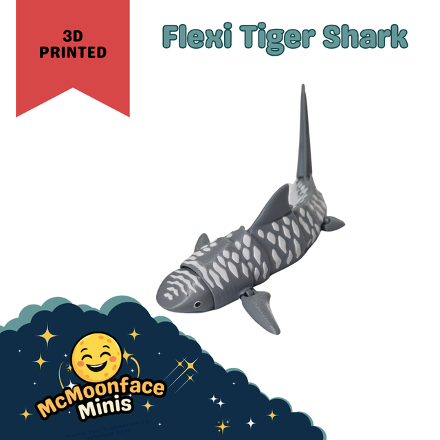 Flexi Tiger Shark Articulated Figurine | Striped Ocean Fidget Toy