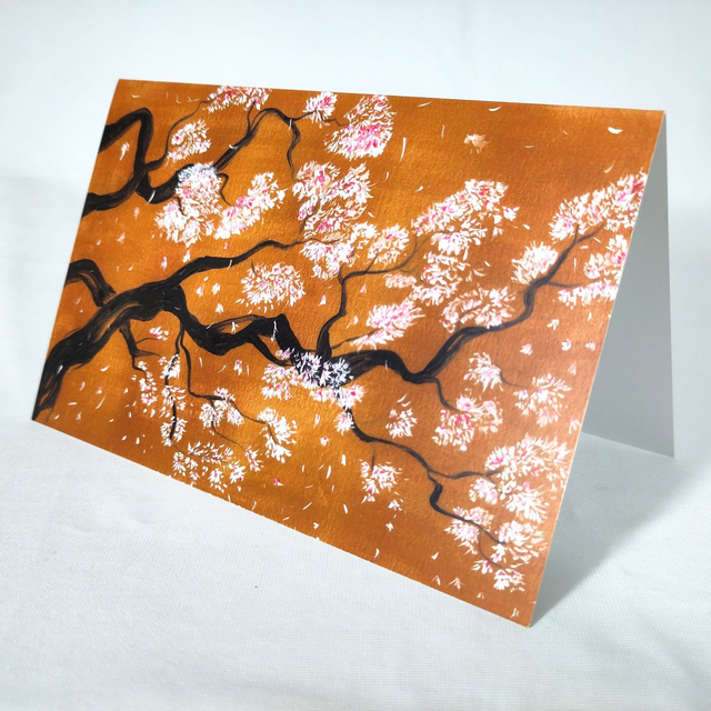 Carte de vœux Sakura doré
