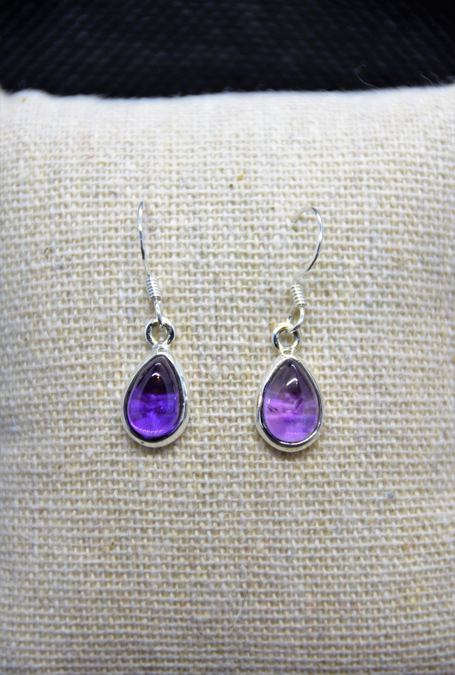 Boucles d&#039;oreilles en argent &amp; améthyste