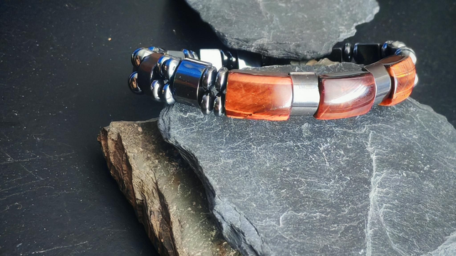 Bracelet gourmette œil de taureau et hématite