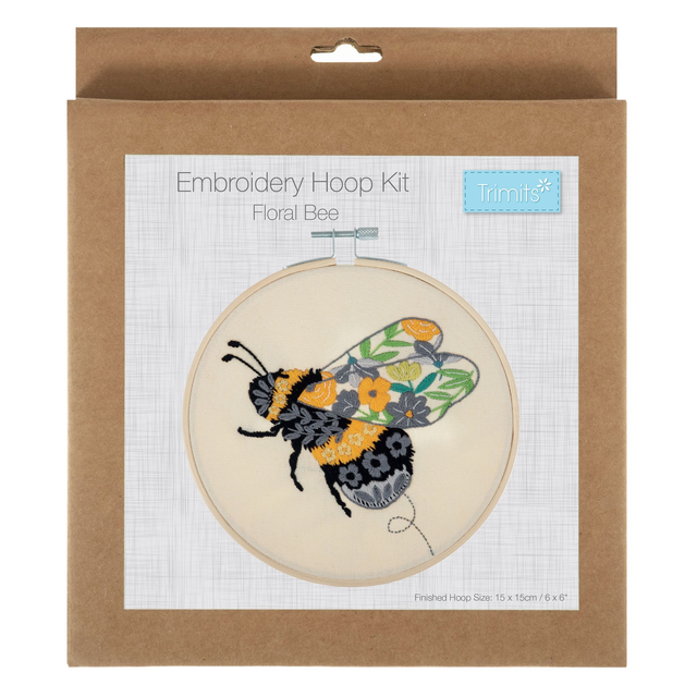 Bee Embroidery Kit with Hoop 