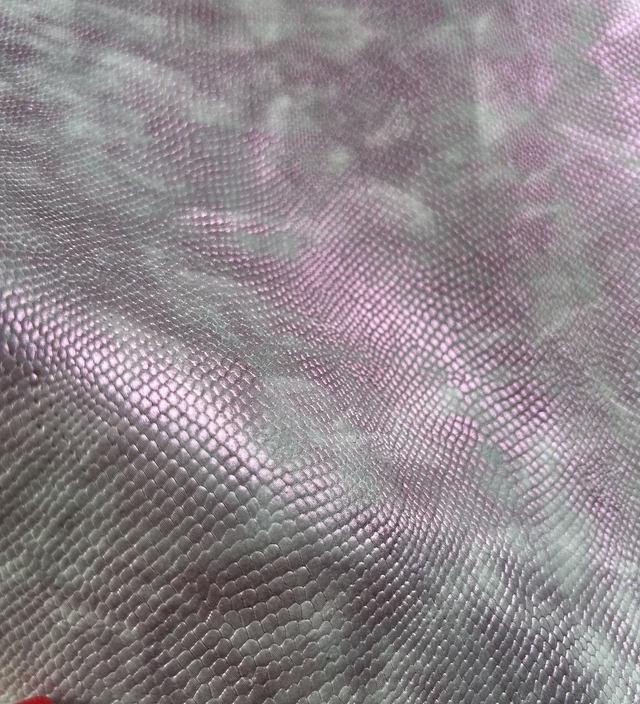 Chute de cuir rose irisé imitatio serpent double cuir 