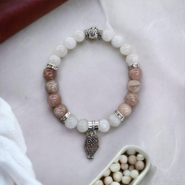 Blocages sexuels/Féminité /Bracelet en Pierre de lune AA et pierre de soleil AA