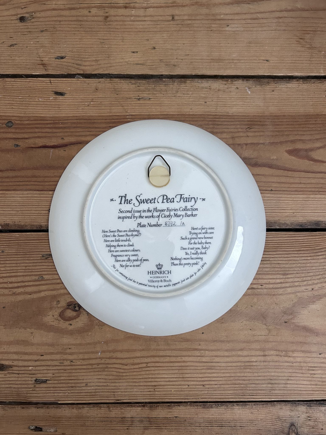 "The Sweet Pea Fairy" Collectors Wall Plate from the Flower Fairies Collection - Boxed