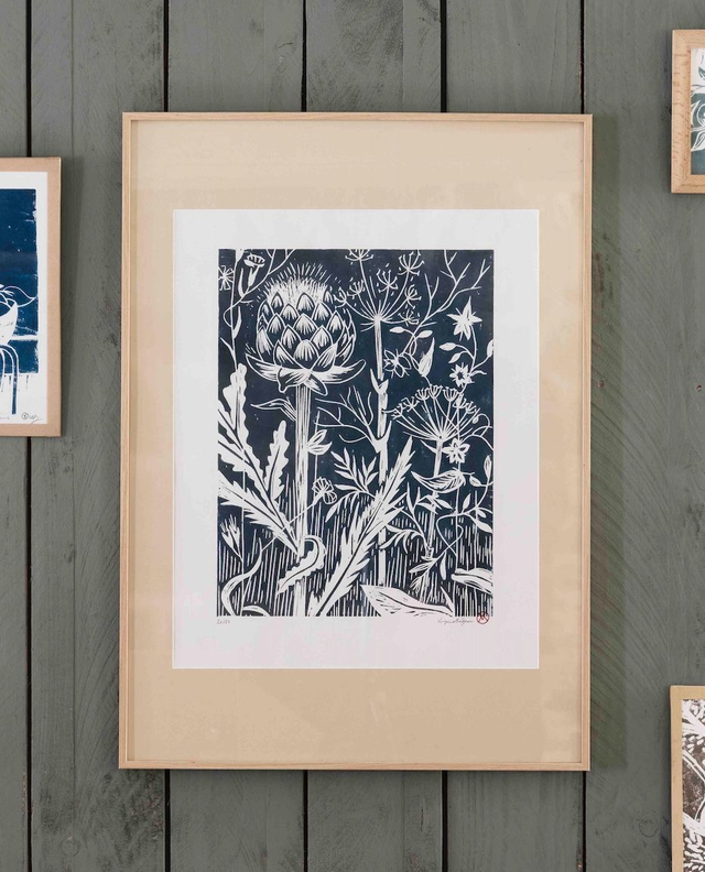 Artichaut et plantes comestibles, 70x90cm, encadré