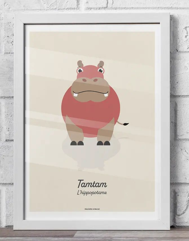 26 - Carte postale enfant hippopotame