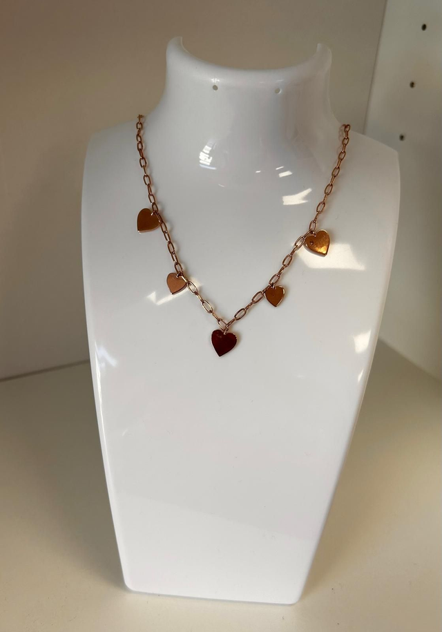 Collana cascata di cuori,argento 925 