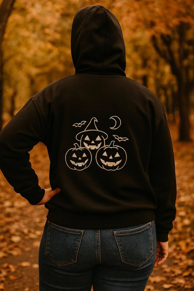 Sweat à capuche Halloween – Broderie phosphorescente