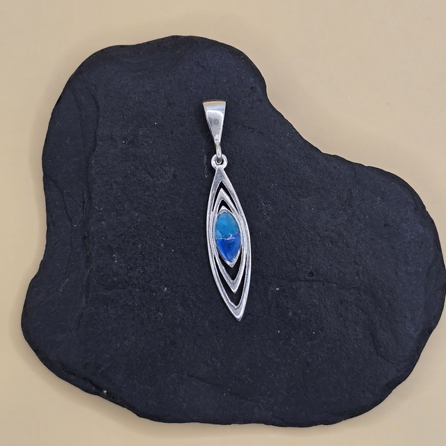 925 Sterling Silver Modern Drop Pendant – Rare Aqua Seaglass
