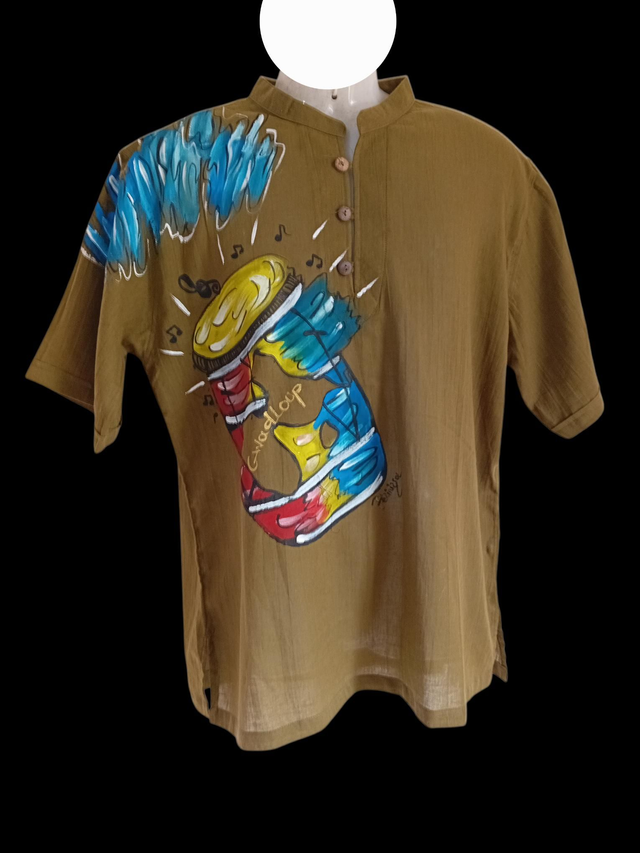 Chemise Homme col mao peint main