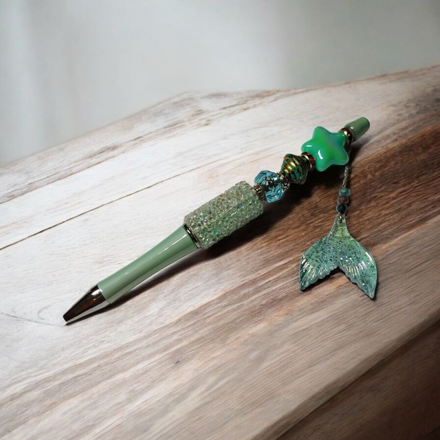 Stylo perles turquoise