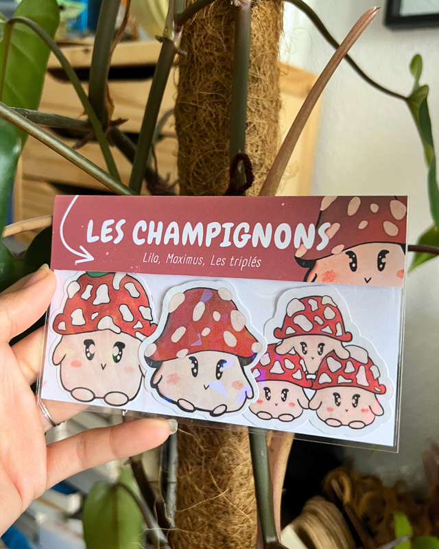 Les champignons| Lot de 3 stickers créatures waterproof
