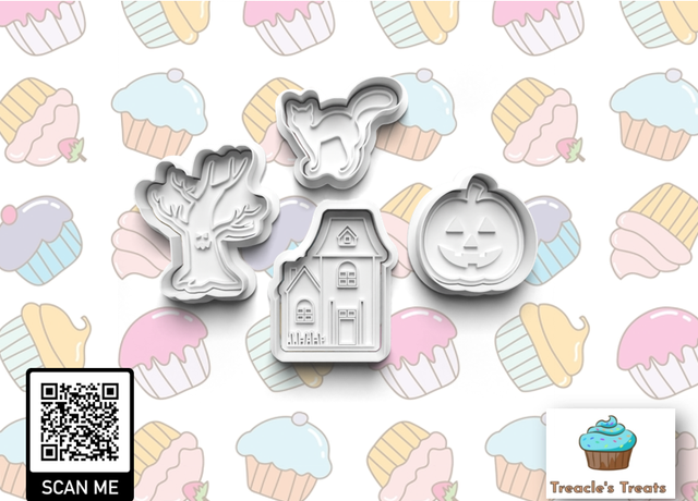 Halloween Haunted House Fondant/cookie stamps with cutters