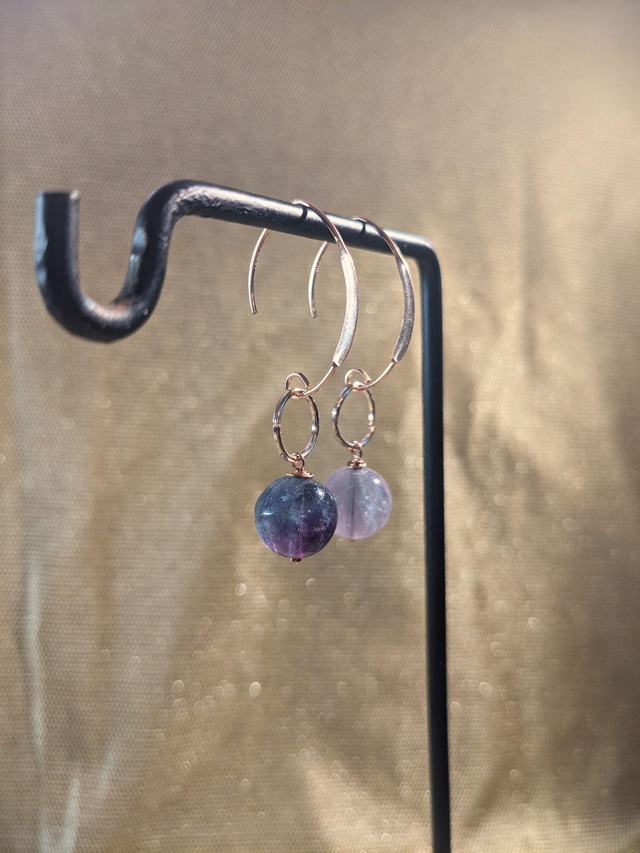 "Beatris" - Crochets Fluorite & Or Rose, Or Laminé (Gold Filled)