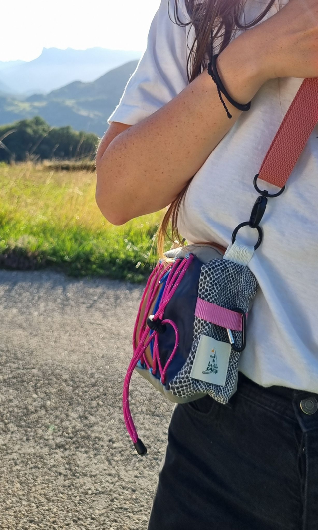 Sac upcyclé dominante rose, bleu