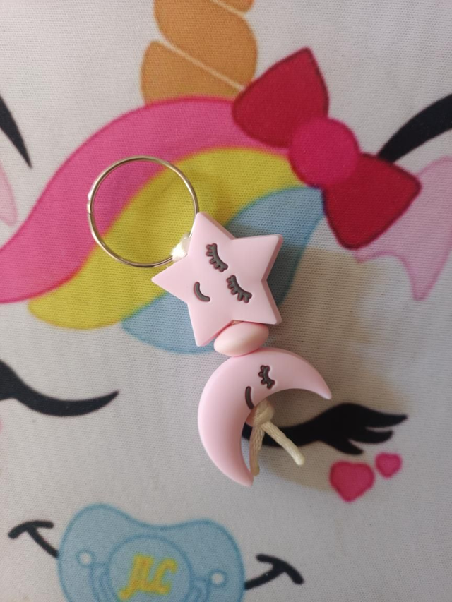 Mini porte clés Lune Étoile visage