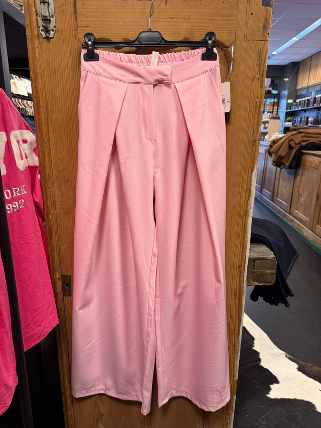 Wide leg pantalon met plooi - roze