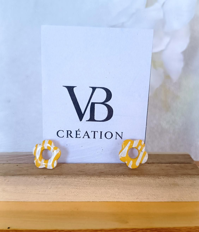 Pampilles petit modèle marbrées moutarde et blanches 