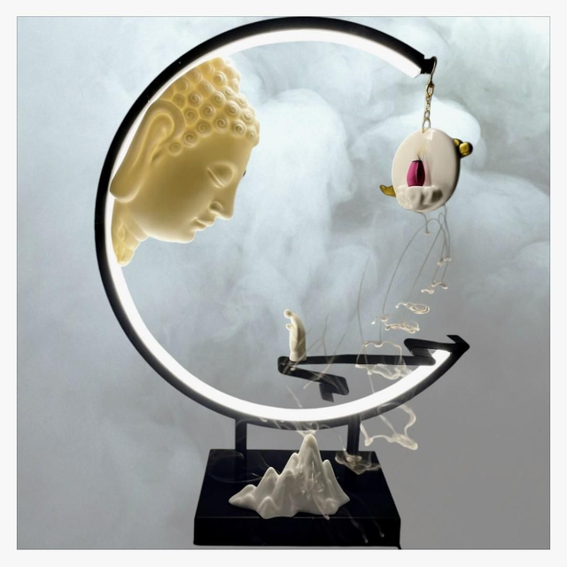 "Offrande à Bouddha" - Porte-encens Backflow 43 cm