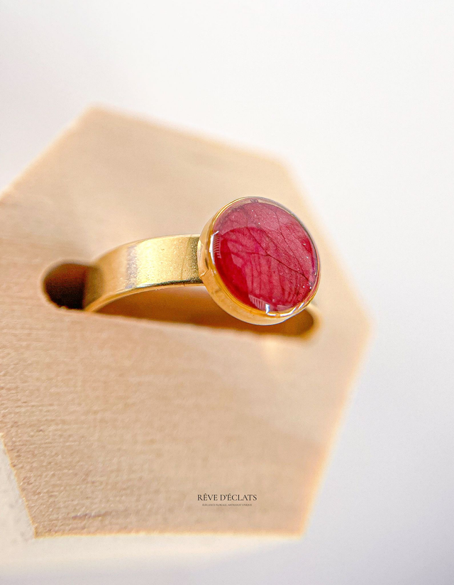 Bague- Fleur de bougainvillier rose
