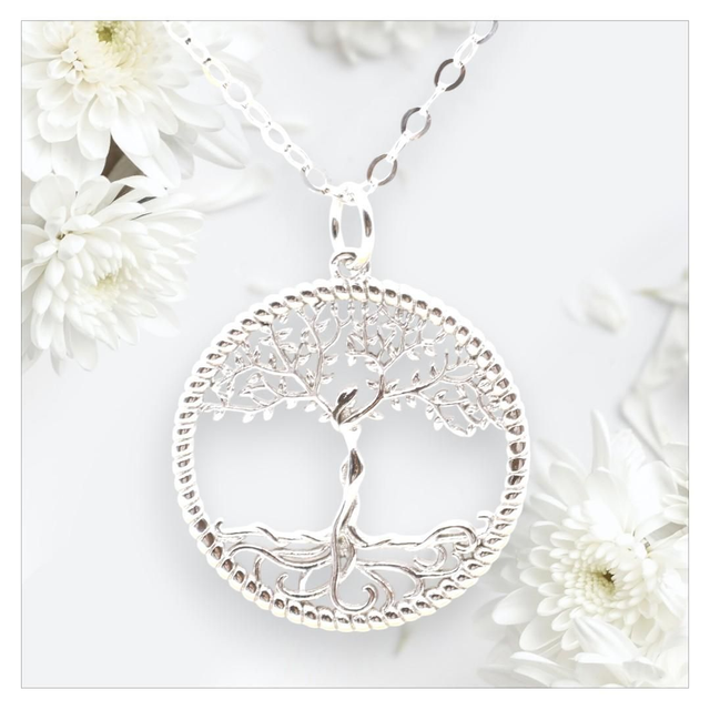 "Arbre de vie" - Collier argent 925 plaqué platine