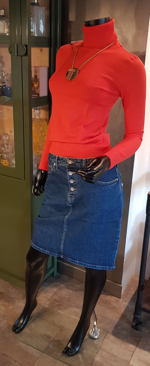 Jupe jean's droite 1083 Modèle 291H super Denin indigo bleu océan 