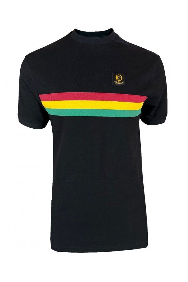 Trojan TR-8994 Retro Stripe Pique Tee - Black