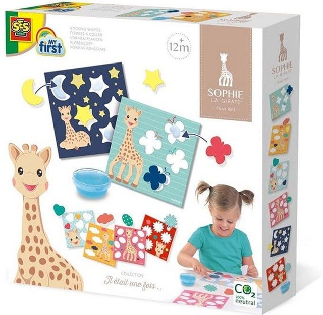 🦒 Sophie la Girafe – Coller des formes (20x20 cm)