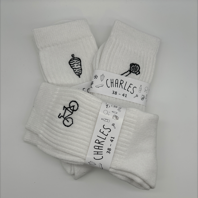 Statement Socken mit Motiv - Charles