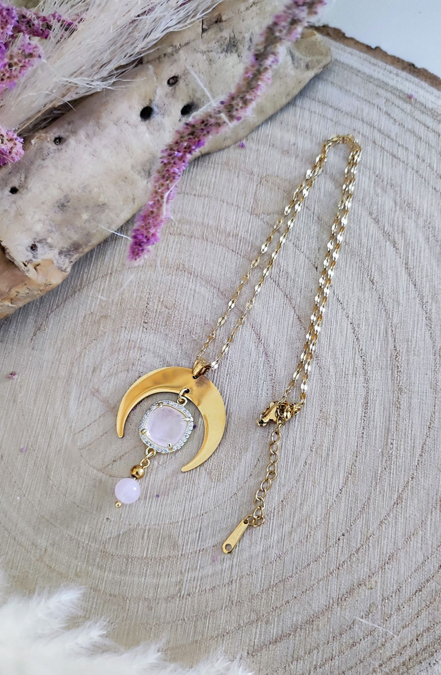 Collier "Astral" Quartz rose 