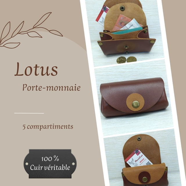 LOTUS Porte monnaie et Carte - Chocolat