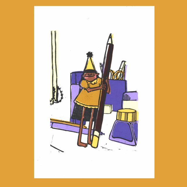 Penny's Pencil Linoprint - Mixed Colours