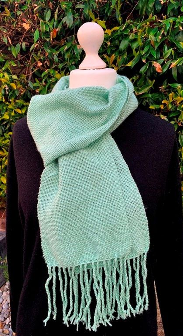 Handwoven Scarf in Mint with Sparkle, Vegan