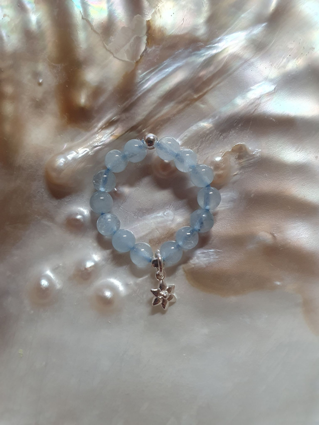 Fingerring Aquamarin mit Blume