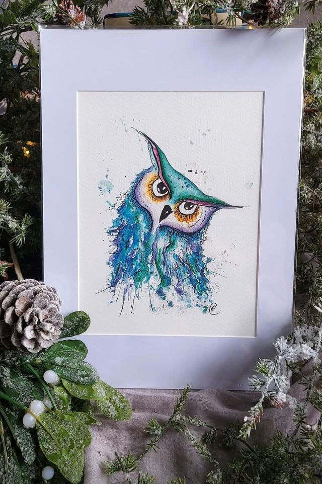 Blue Owl print 