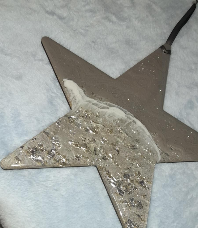 Large grey and silver hanging star